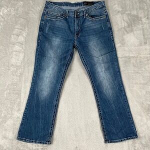 AXEL WOLCOTT Vintage Boot Mens W 36 XL 30 Blue Wash Denim Jeans Distressed